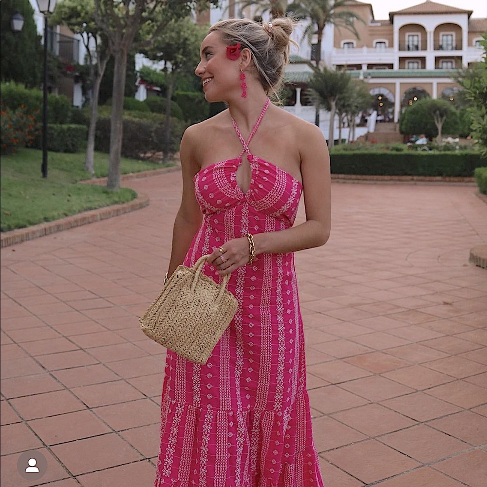Zara openwork embroidered midi dress